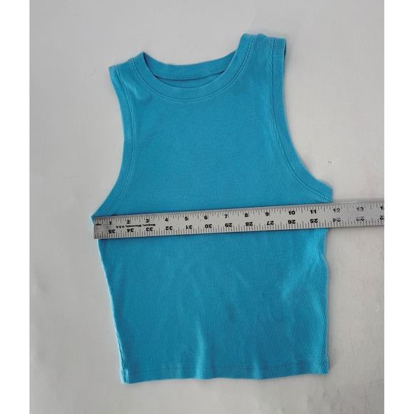 Hollister Must-Have Collection Light Blue Ribbed Tank Top Womens XS Aqua Crop - Picture 6 of 6